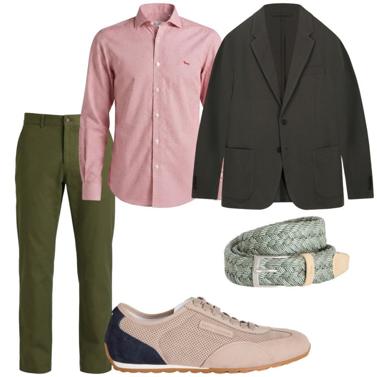 Outfit uomo - Serata estiva. Stile Business/Elegante per Serata speciale. Abbinamento con sneakers, camicie, pantaloni, cinture, giacche.