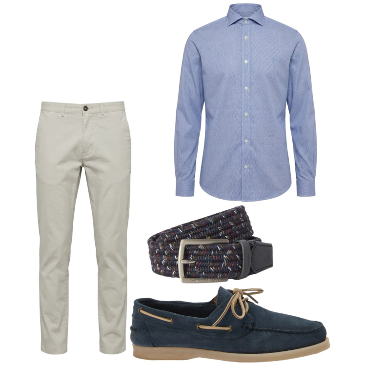 Outfit uomo - Total look #2455512. Stile Casual per Ufficio. Abbinamento con scarpe stringate, camicie, pantaloni, cinture.