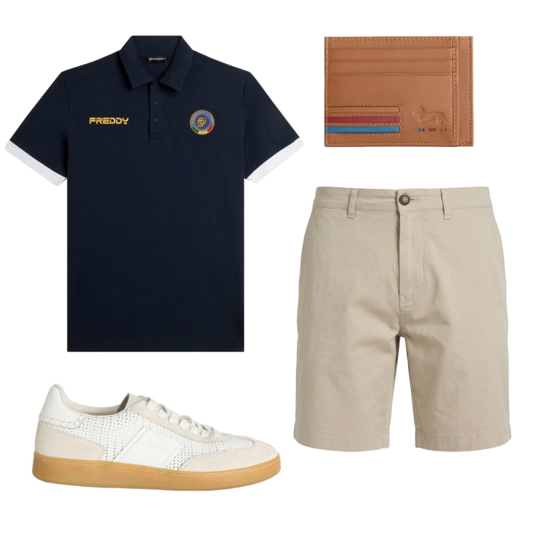 Outfit uomo - Total look #2455515. Stile Casual per Tutti i giorni. Abbinamento con bermuda, sneakers, portafogli, polo.