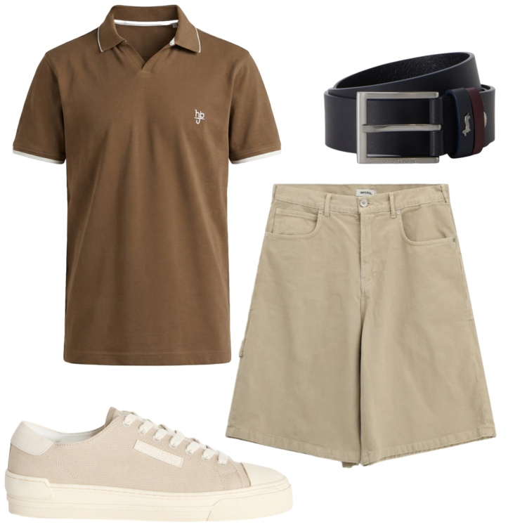 Outfit uomo - Total look #2455516. Stile Casual per Tutti i giorni. Abbinamento con sneakers, polo, cinture, bermuda.