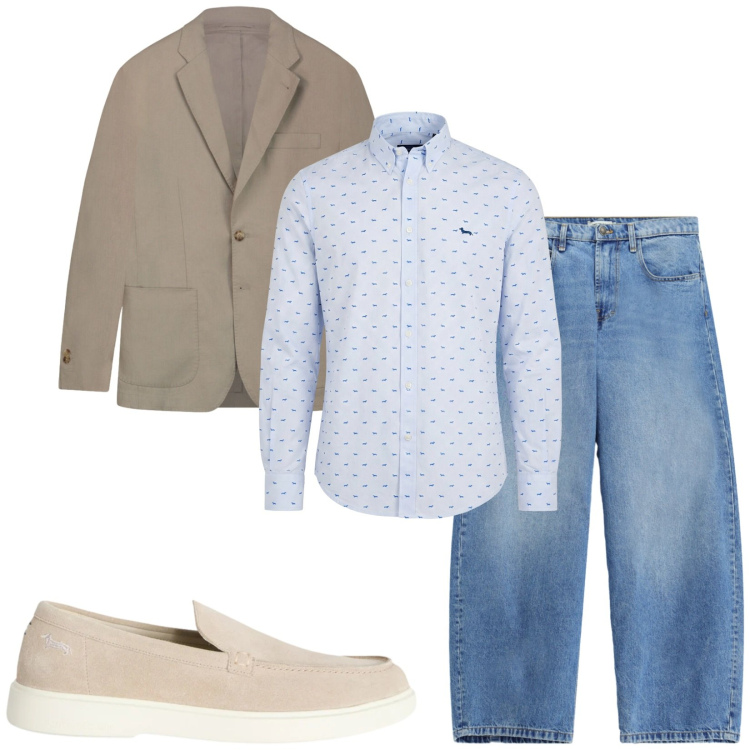 Outfit uomo - Total look #2455522. Stile Trendy per Ufficio. Abbinamento con scarpe stringate, camicie, jeans, giacche.