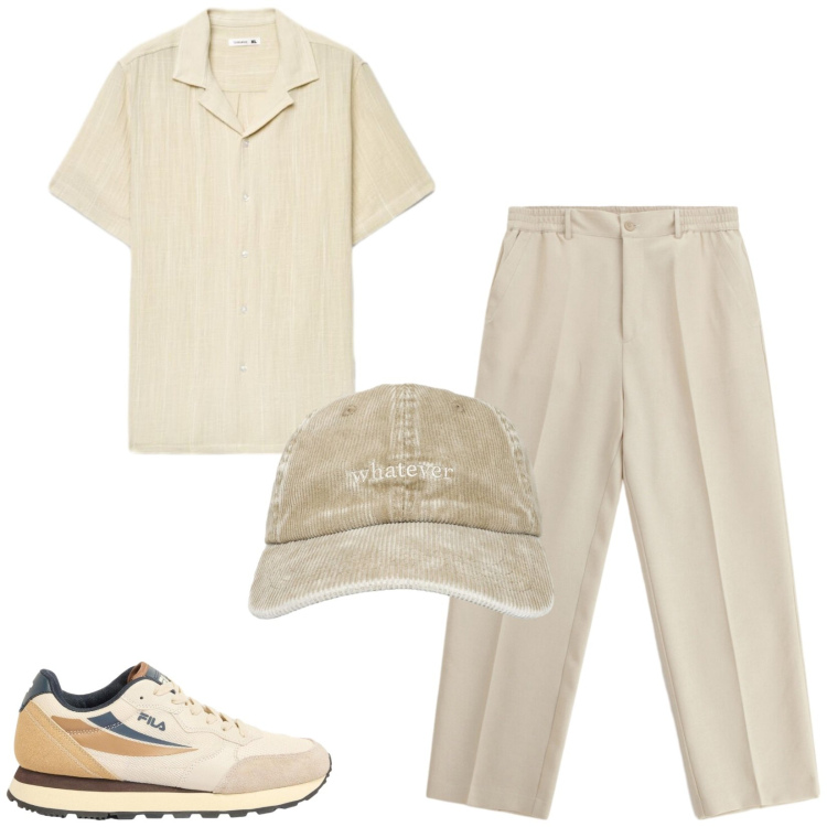 Outfit uomo - Total look #2455524. Stile Trendy per Tutti i giorni. Abbinamento con sneakers, pantaloni, camicie a manica corta, cappelli con visiera.