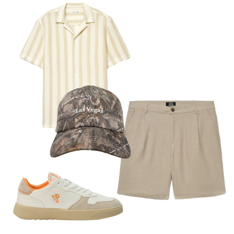 Outfit uomo - Total look #2455641. Stile Casual per Tutti i giorni. Abbinamento con sneakers, cappelli con visiera, camicie a manica corta, pantaloni corti.
