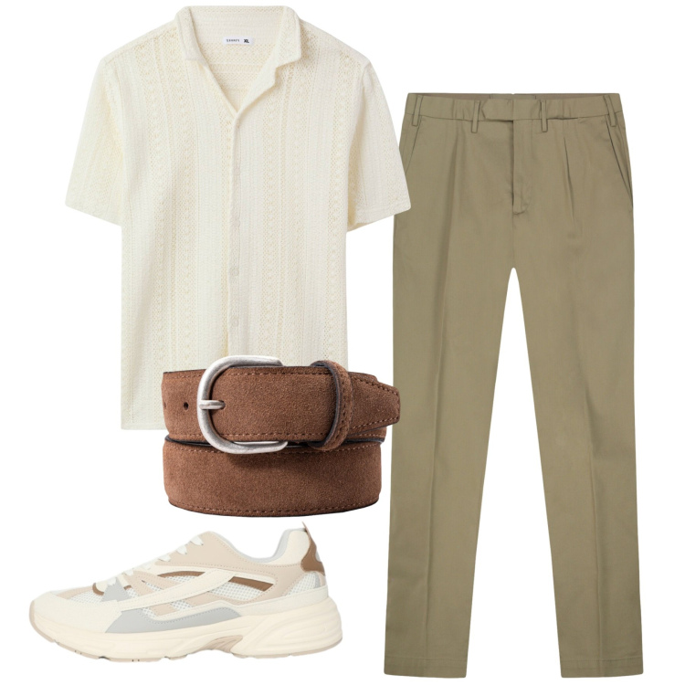 Outfit uomo - Total look #2455644. Stile Casual per Tutti i giorni. Abbinamento con camicie a manica corta, sneakers, pantaloni, cinture.