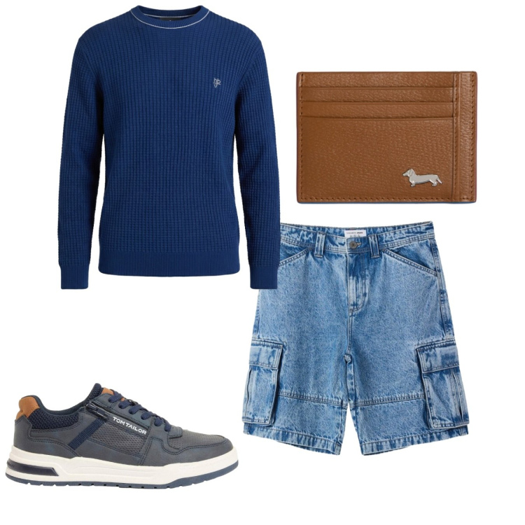 Outfit uomo - Total look #2455646. Stile Casual per Tutti i giorni. Abbinamento con sneakers, maglieria, portafogli, pantaloni corti.