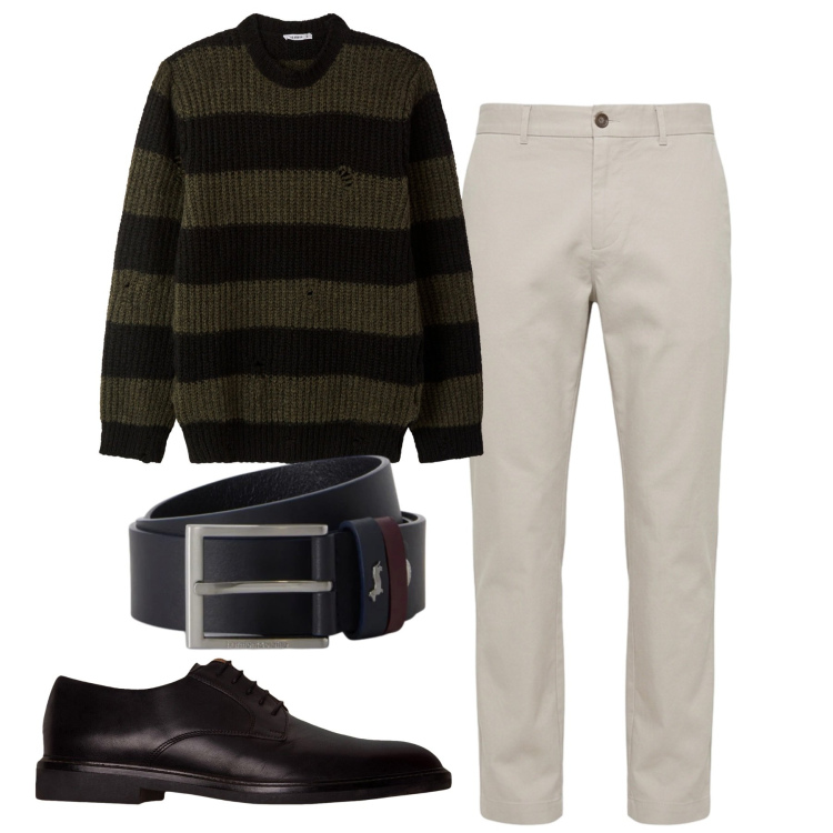 Outfit uomo - Total look #2455647. Stile Casual per Tutti i giorni. Abbinamento con pantaloni, cinture, maglieria, scarpe stringate.