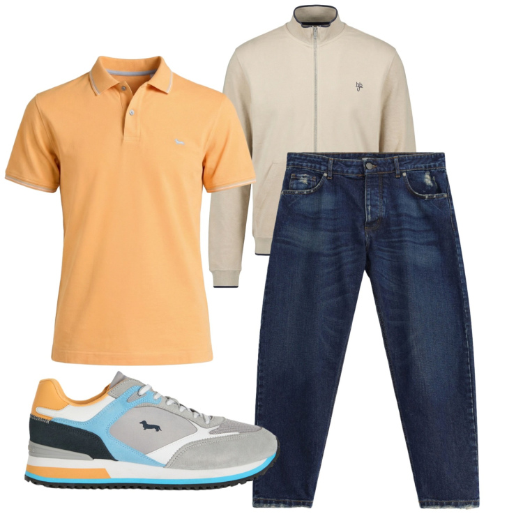 Outfit uomo - Total look #2455654. Stile Casual per Tutti i giorni. Abbinamento con sneakers, polo, felpe, jeans.