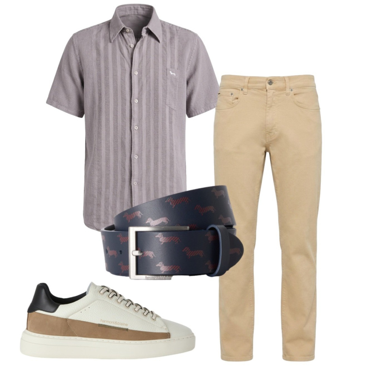 Outfit uomo - Total look #2455656. Stile Casual per Tutti i giorni. Abbinamento con sneakers, cinture, pantaloni, camicie a manica corta.