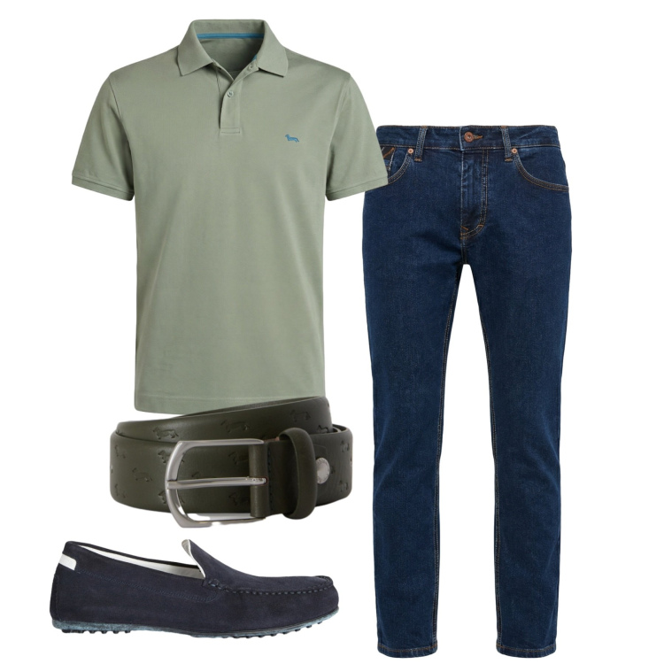 Outfit uomo - Total look #2455669. Stile Casual per Tutti i giorni. Abbinamento con scarpe stringate, pantaloni, polo, cinture.