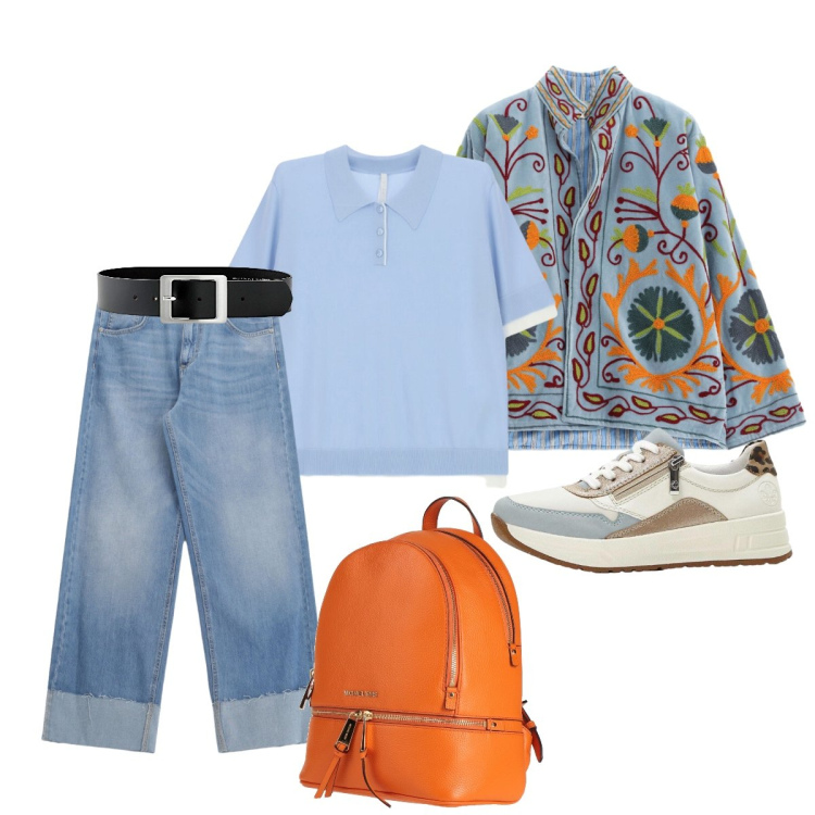 Outfit donna - Per le vie del borgo….. Stile Casual chic per Tutti i giorni. Abbinamento con zaini, cinture, sneakers, polo, jeans, giacche.