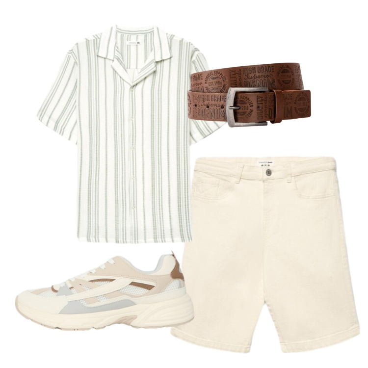 Outfit uomo - Total look #2455827. Stile Casual per Tutti i giorni. Abbinamento con cinture, sneakers, camicie a manica corta, shorts.
