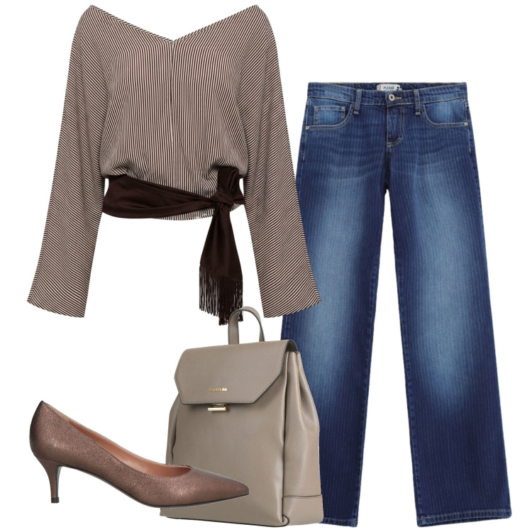Outfit donna - A righe - @pamela. Stile Casual chic per Serata fuori. Abbinamento con zaini, décolleté, top, jeans dritti.