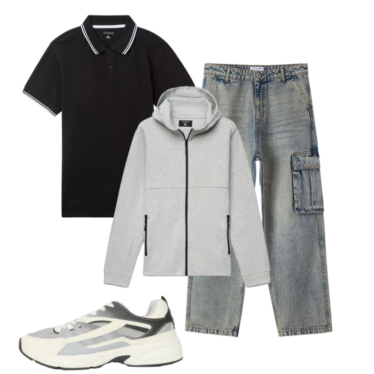 Outfit uomo - Total look #2455832. Stile Casual per Tutti i giorni. Abbinamento con polo, jeans, felpe con cappuccio, sneakers.