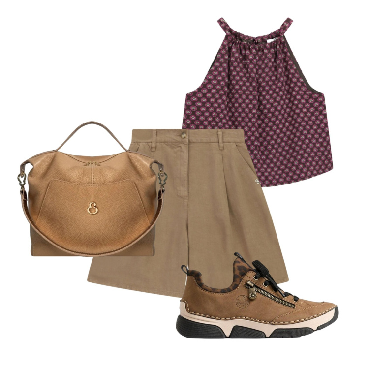 Outfit donna - Total look #2455885. Stile Casual per Ufficio. Abbinamento con sneakers, top, bermuda, borse a mano.