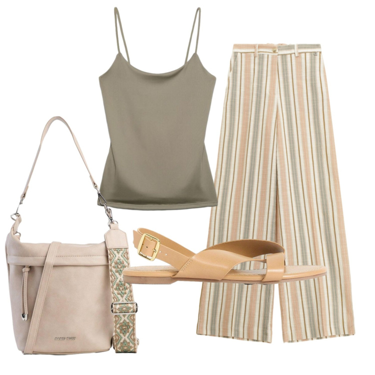 Outfit donna - Total look #2455932. Stile Basic per Tutti i giorni. Abbinamento con sandali, borse a tracolla, canottiere, pantaloni a palazzo.