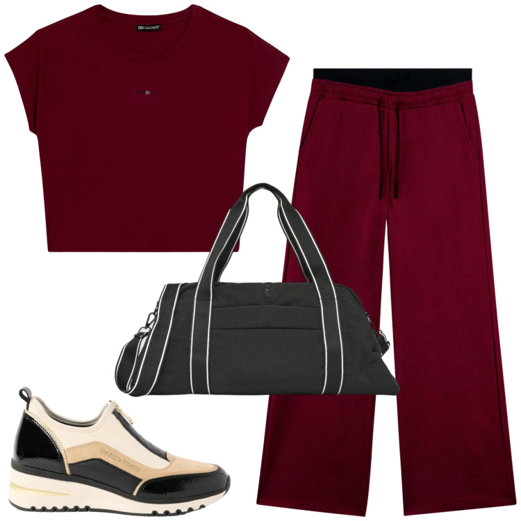 Outfit donna - Total look #2455999. Stile Urban per Sport. Abbinamento con sneakers, borse sportive, pantaloni, t-shirt.