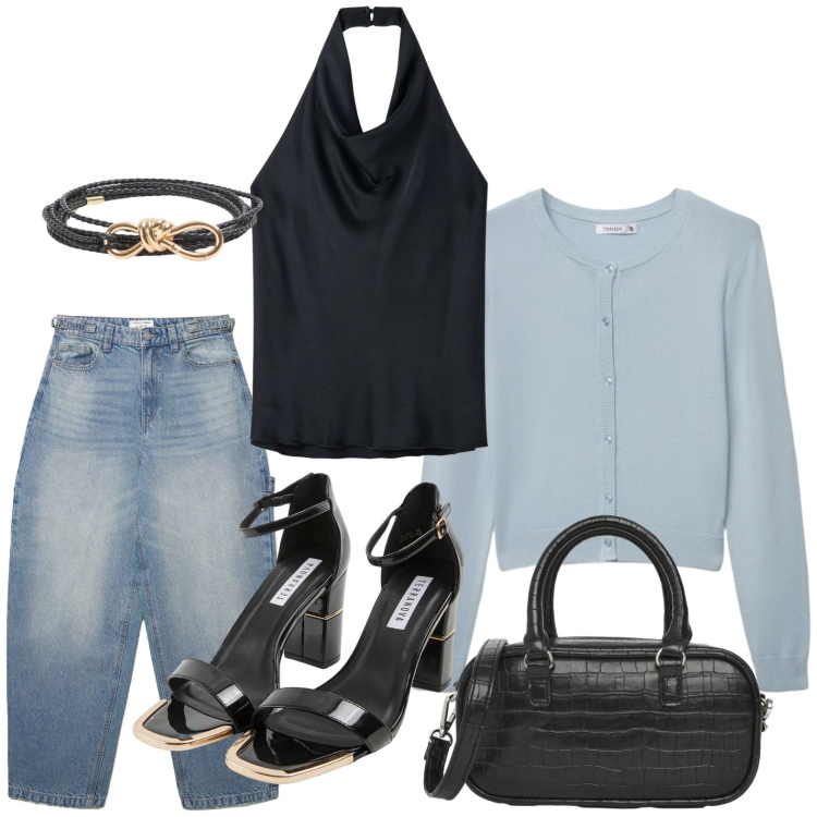Outfit donna - Terranova - Infinite Summer. Stile Casual per Serata fuori. Abbinamento con jeans, canottiere, sabot, cinture, borse a tracolla, cardigans.