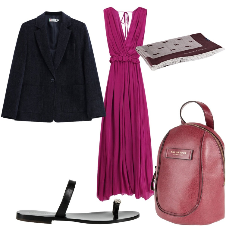 Outfit donna - Total look #2456025. Stile Trendy per Serata fuori. Abbinamento con ciabatte, zaini, sciarpe, tute, blazer.