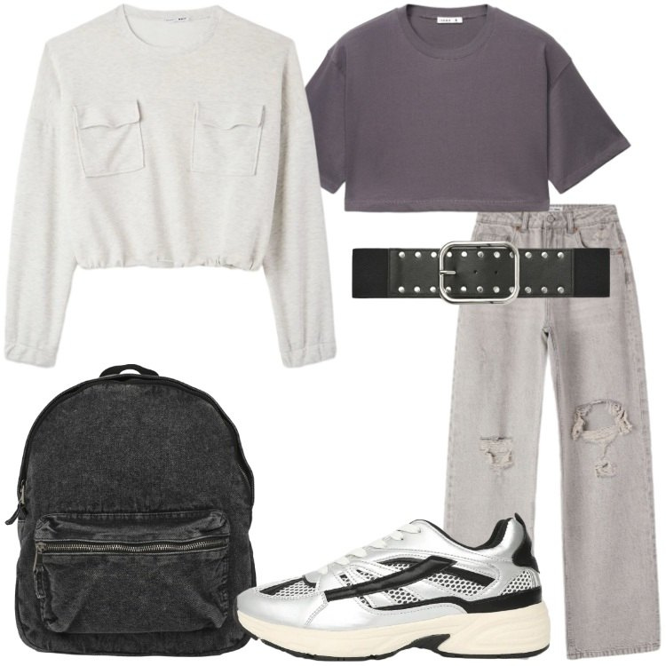 Outfit donna - Terranova - Infinite Summer. Stile Urban per Scuola/Università. Abbinamento con jeans strappati, t-shirt, sneakers, felpe, zaini, cinture.