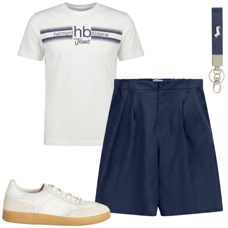 Outfit uomo - Total look #2456090. Stile Casual per Tutti i giorni. Abbinamento con sneakers, t-shirt, portachiavi, bermuda.