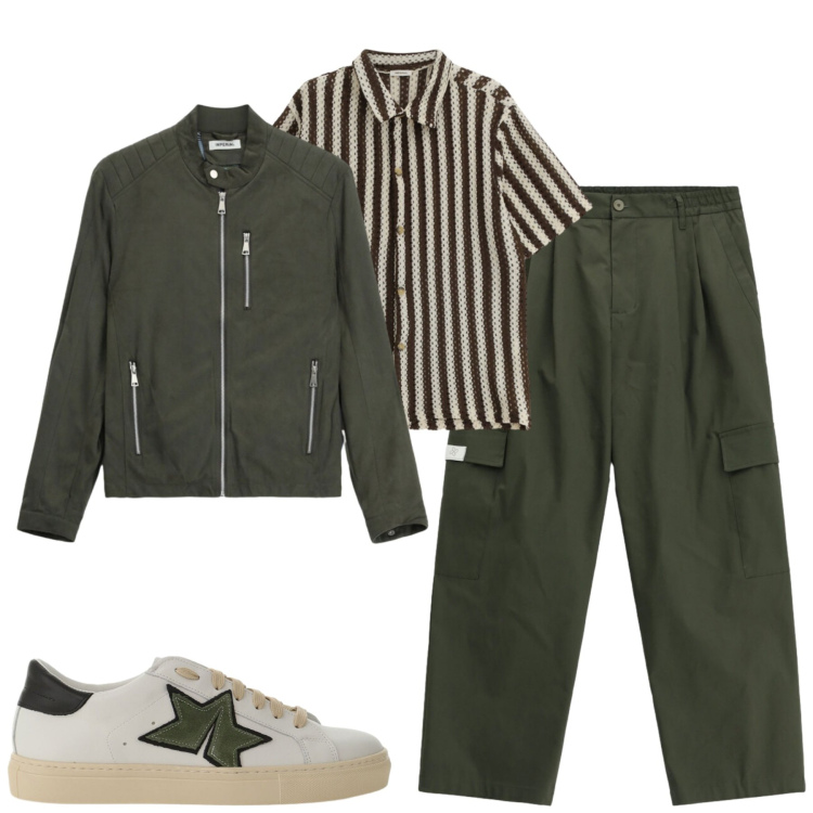 Outfit uomo - Imperial. Stile Casual per Tutti i giorni. Abbinamento con camicie a manica corta, pantaloni cargo, sneakers, giacche.