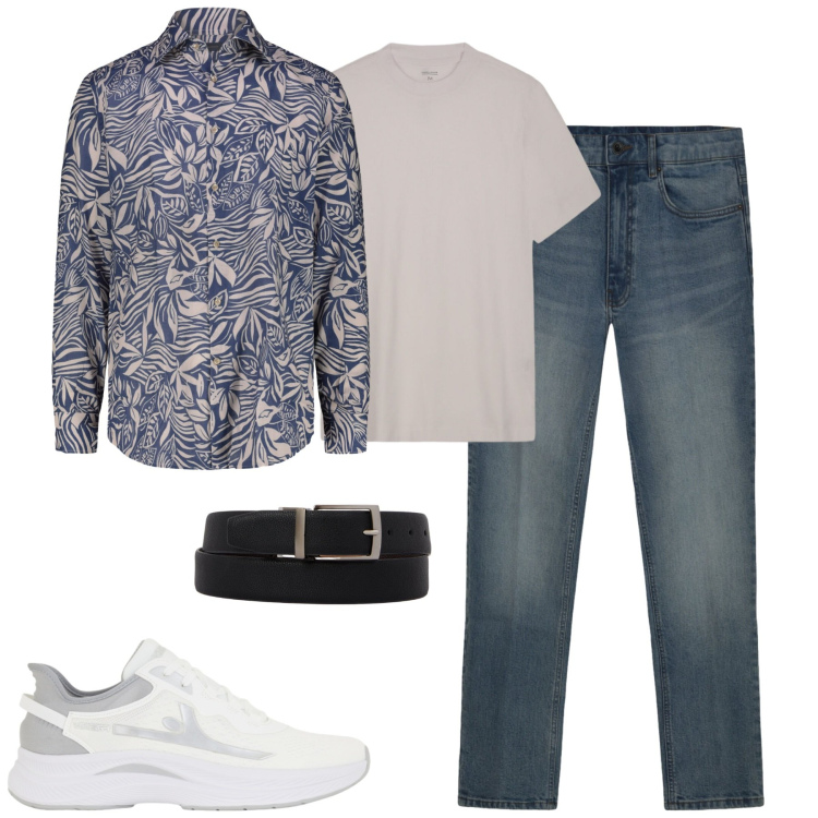 Outfit uomo - City. Stile Casual per Tutti i giorni. Abbinamento con t-shirt, jeans, camicie, cinture, sneakers.