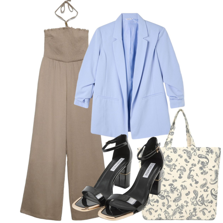 Outfit donna - Terranova - Infinite Summer. Stile Bon Ton per Tutti i giorni. Abbinamento con tute, sabot, shopping bag, blazer.