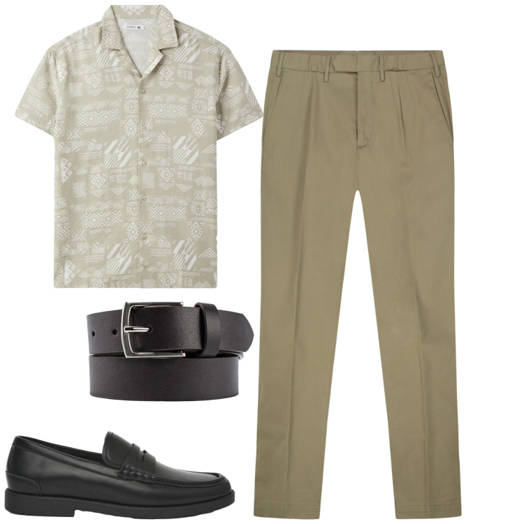 Outfit uomo - City. Stile Urban per Tutti i giorni. Abbinamento con camicie a manica corta, scarpe stringate, pantaloni, cinture.