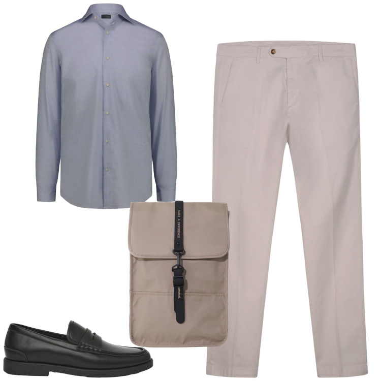 Outfit uomo - Total look #2456171. Stile Urban per Tutti i giorni. Abbinamento con borse sportive, scarpe stringate, pantaloni chino, camicie.