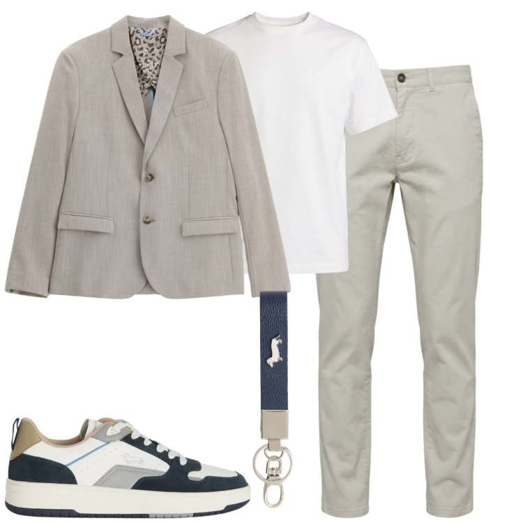 Outfit uomo - Total look #2456191. Stile Urban per Tutti i giorni. Abbinamento con pantaloni, t-shirt, sneakers, portachiavi, giacche.