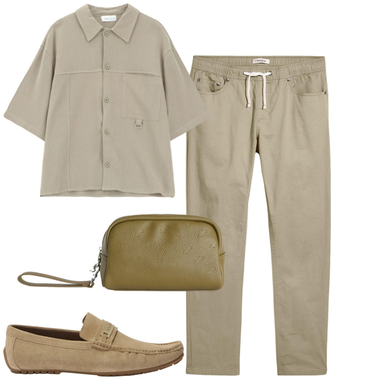Outfit uomo - Total look #2456200. Stile Casual per Tutti i giorni. Abbinamento con pantaloni, borse sportive, scarpe stringate, camicie a manica corta.