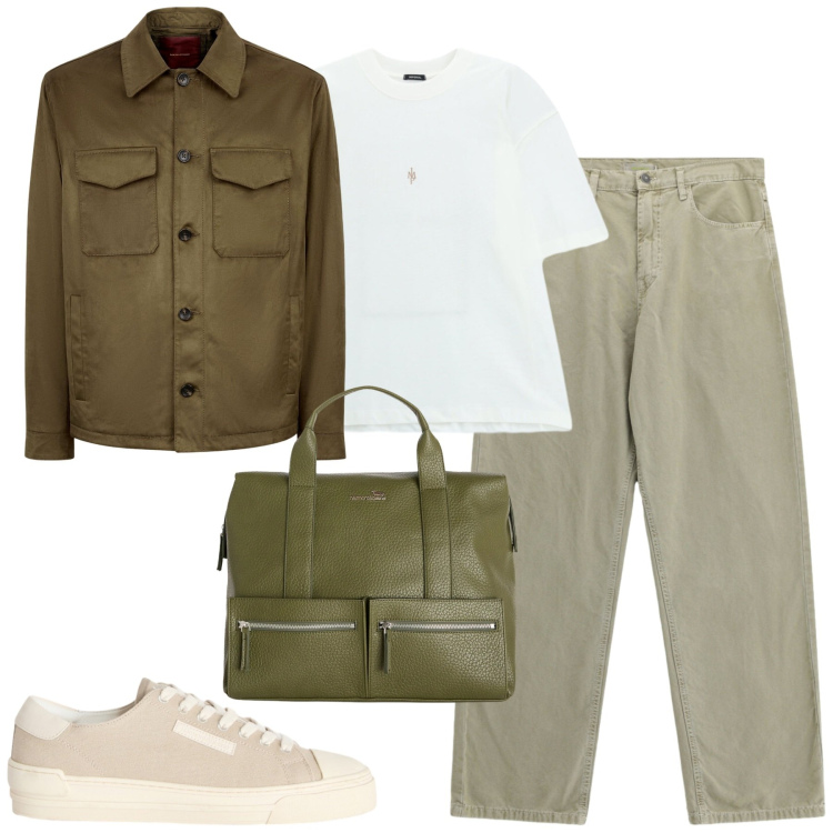 Outfit uomo - City. Stile Casual per Tutti i giorni. Abbinamento con sneakers, borse sportive, pantaloni, t-shirt, giacche.
