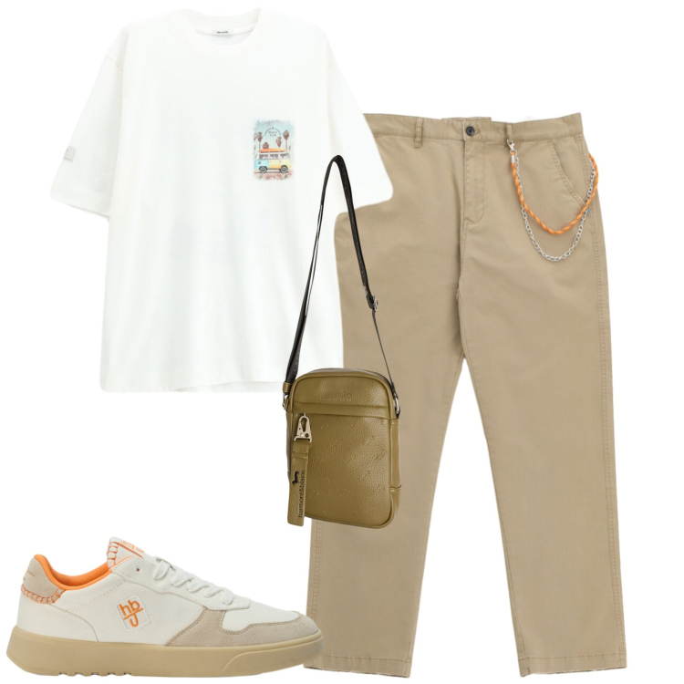 Outfit uomo - Total look #2456234. Stile Casual per Tutti i giorni. Abbinamento con borse sportive, sneakers, pantaloni, t-shirt.