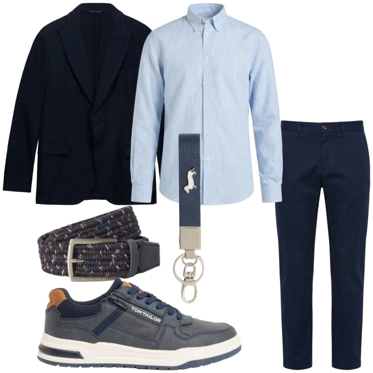 Outfit uomo - Completo leggero. Stile Trendy per Tutti i giorni. Abbinamento con sneakers, camicie, pantaloni, portachiavi, cinture, giacche.