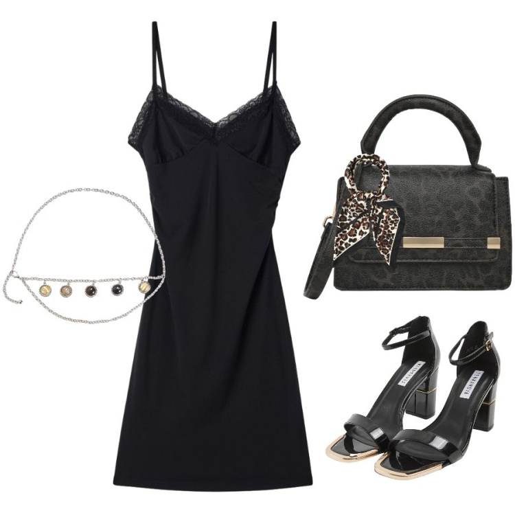 Outfit donna - Total look #2456305. Stile Casual chic per Tutti i giorni. Abbinamento con borse a tracolla, vestiti a tubino, cinture, sabot, foulard.