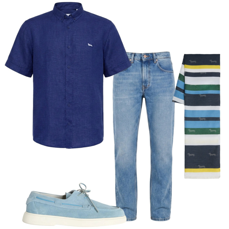Outfit uomo - Total look #2456320. Stile Casual per Tutti i giorni. Abbinamento con scarpe stringate, jeans, sciarpe, camicie a manica corta.
