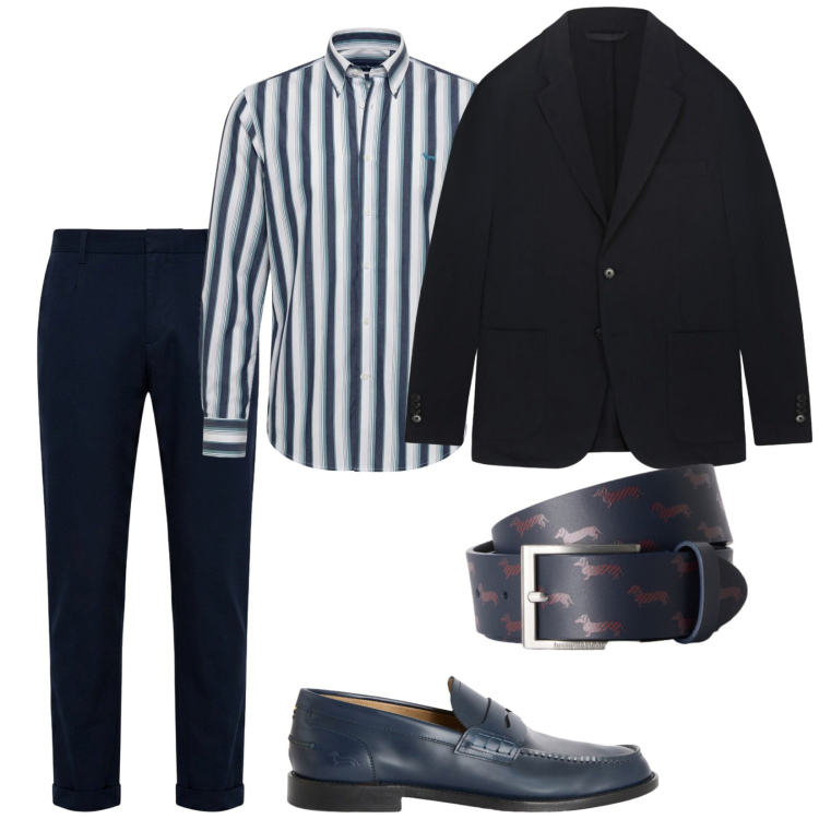 Outfit uomo - Total look #2456322. Stile Business/Elegante per Cerimonia. Abbinamento con scarpe stringate, pantaloni, camicie, cinture, giacche.