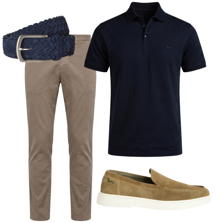 Outfit uomo - Total look #2456327. Stile Casual per Tutti i giorni. Abbinamento con scarpe stringate, pantaloni chino, polo, cinture.