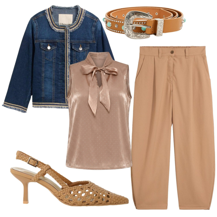 Outfit donna - Total look #2456352. Stile Casual chic per Serata fuori. Abbinamento con blazer, pantaloni, décolleté, cinture, top.