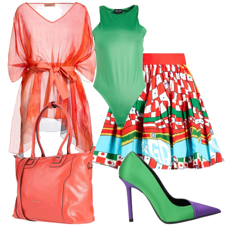 Outfit donna - Total look #2456354. Stile Glamour per Serata fuori. Abbinamento con décolleté, body, minigonne, zaini, top.