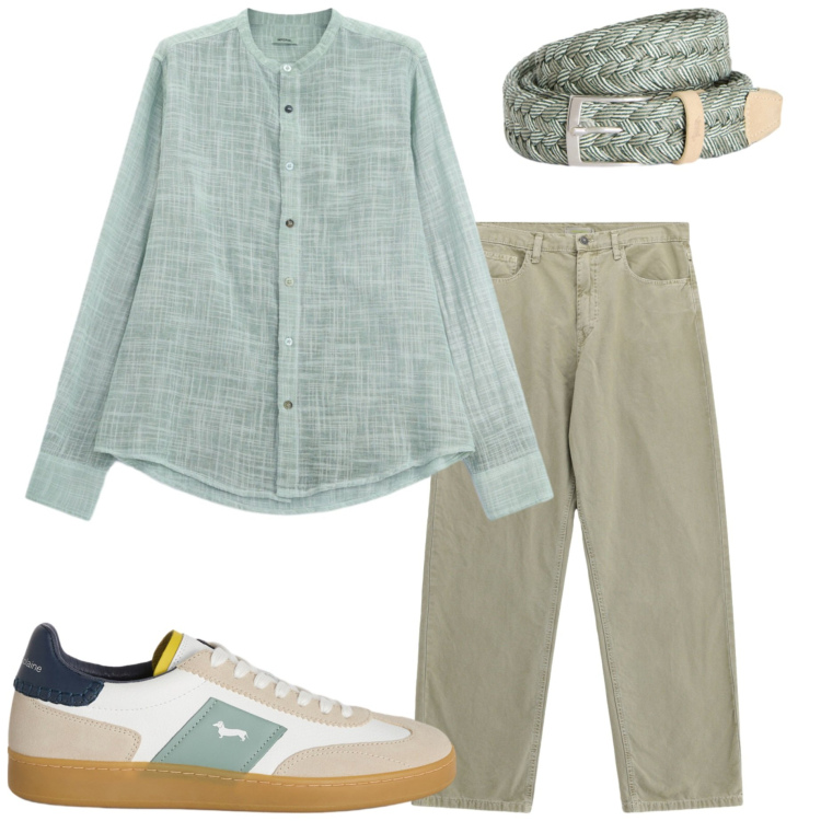 Outfit uomo - Camicia di lino. Stile Casual per Serata speciale. Abbinamento con cinture, sneakers, camicie, pantaloni.