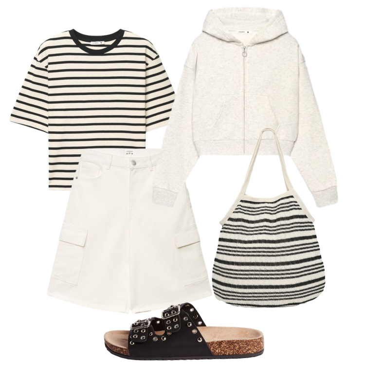 Outfit donna - Terranova - Infinite Summer. Stile Urban per Tutti i giorni. Abbinamento con t-shirt, pantaloni corti, felpe con cappuccio, ciabatte, shopping bag.