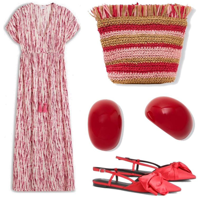 Outfit femme - Basique #3265. Style Basique pour Tous les jours. Assortir avec robes longues, ballerines, boucles d'oreilles, pochette.