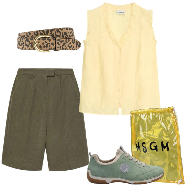 Outfit donna - Total look #2456471. Stile Casual chic per Tutti i giorni. Abbinamento con zaini, sneakers, cinture, canottiere, bermuda.