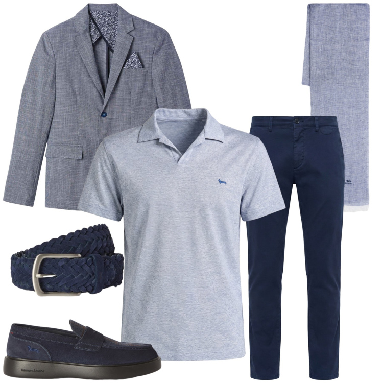 Outfit uomo - Total look #2456480. Stile Casual per Tutti i giorni. Abbinamento con pantaloni chino, scarpe stringate, polo, sciarpe, cinture, giacche.