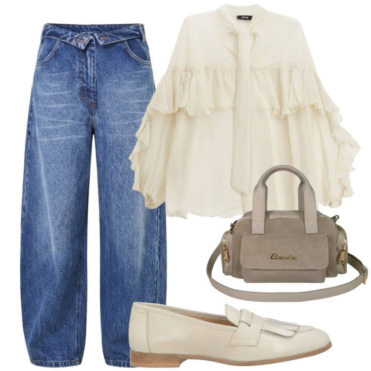 Outfit donna - Booh in jieans. Stile Casual per Ufficio. Abbinamento con mocassini, bluse, jeans mom, borse a mano.