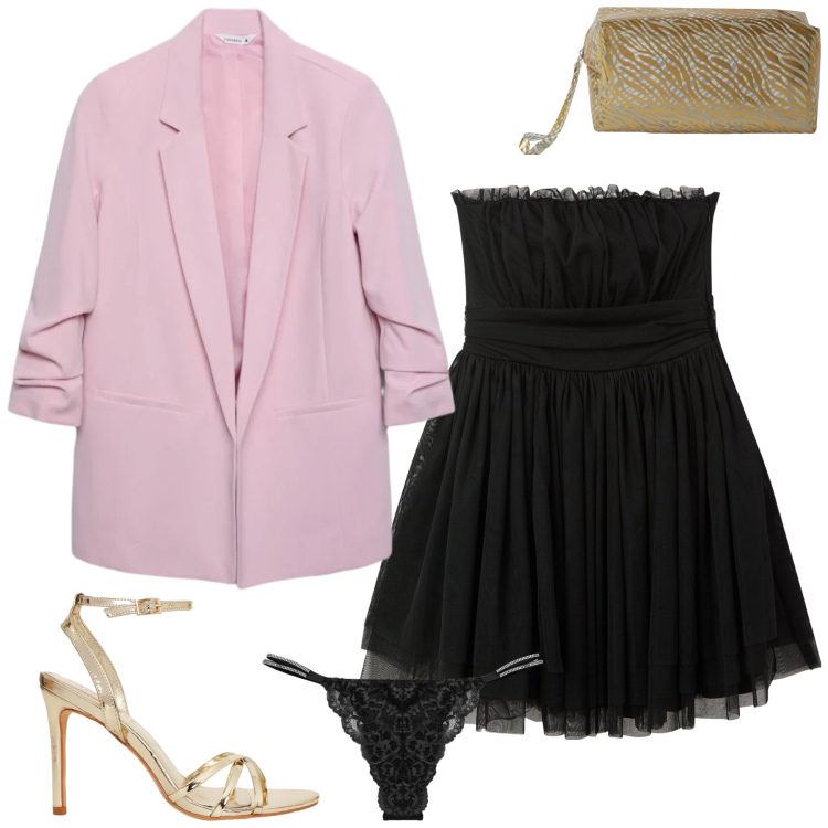 Outfit donna - Total look #2456495. Stile Sexy per Serata fuori. Abbinamento con vestiti corti, valigie, perizomi, blazer, sandali col tacco.