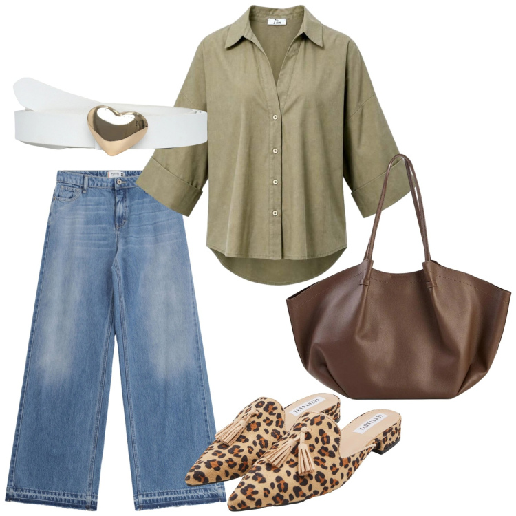 Outfit donna - Total look #2456512. Stile Minimal per Tutti i giorni. Abbinamento con shopping bag, sabot, cinture, camicie, jeans.