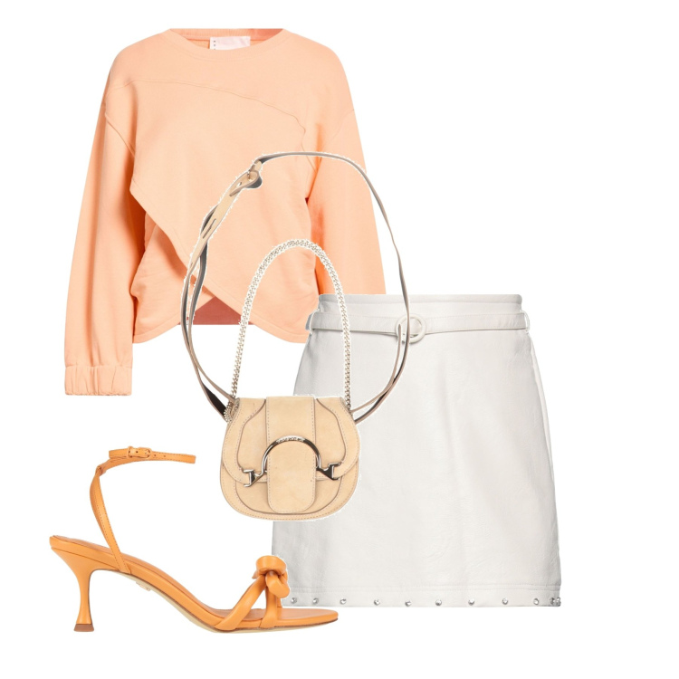 Outfit donna - Total look #2456538. Stile Chic per Serata fuori. Abbinamento con felpe, sandali in pelle, marsupi, minigonne.