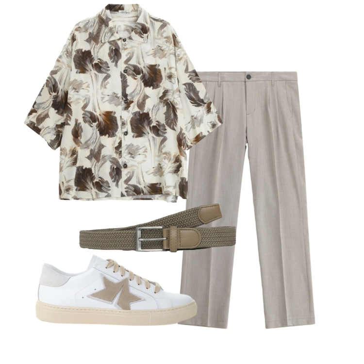 Outfit uomo - Total look #2456544. Stile Casual per Tutti i giorni. Abbinamento con pantaloni, camicie a manica corta, sneakers, cinture.